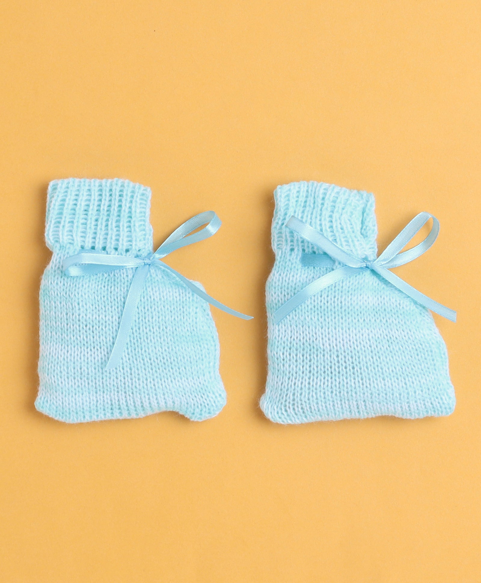 Aqua Blue Baby Boys Full Sleeves Acrylic Blend Sweater With Cap & Socks