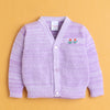 Lavender Baby Girls Full Sleeves Acrylic Blend Sweater With Cap & Socks