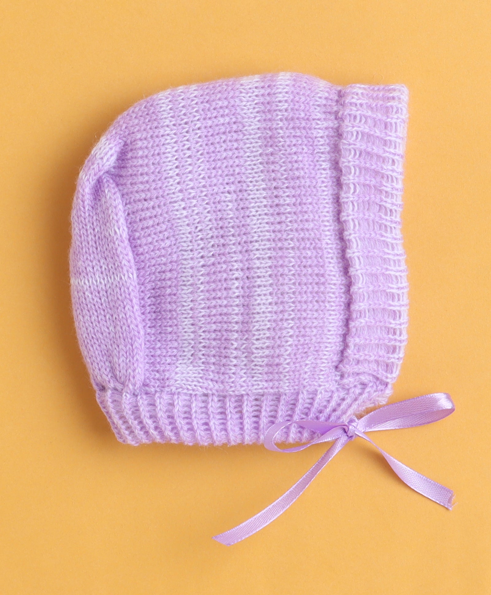 Lavender Baby Girls Full Sleeves Acrylic Blend Sweater With Cap & Socks