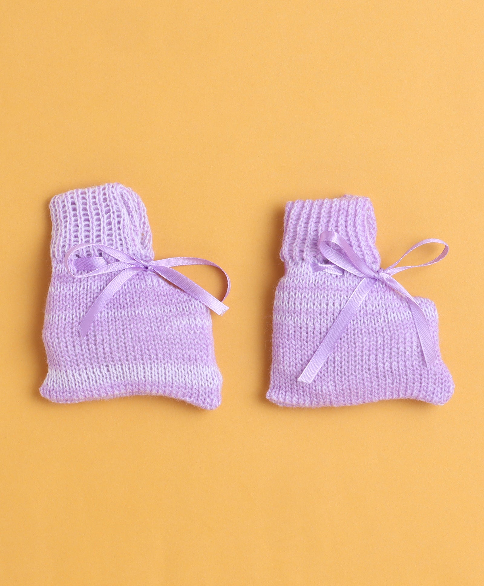 Lavender Baby Girls Full Sleeves Acrylic Blend Sweater With Cap & Socks