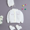 Yellow Baby Girls Full Sleeves Acrylic Blend Sweater With Cap & Socks