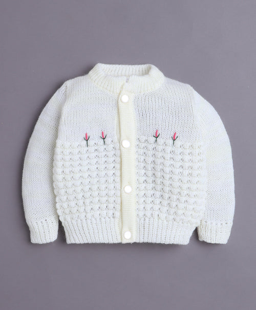 Girls Acrylic Blend Solid Sweater with Cap & Socks - Yellow