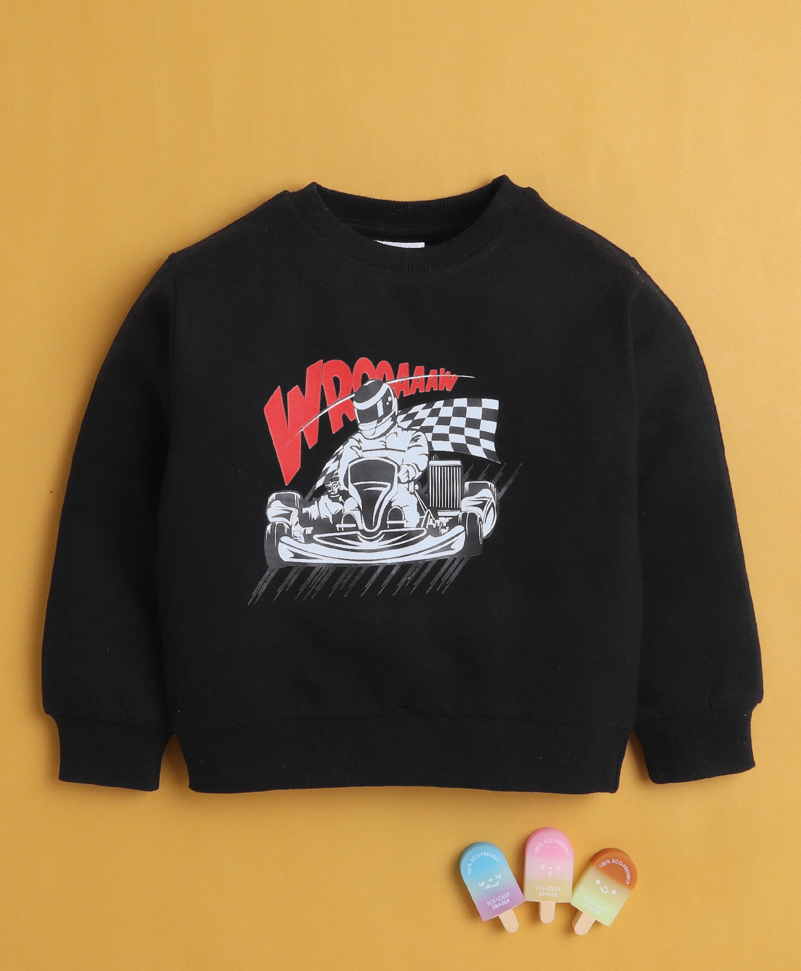 Black Boys Full Sleeves Cotton Sweatshirt