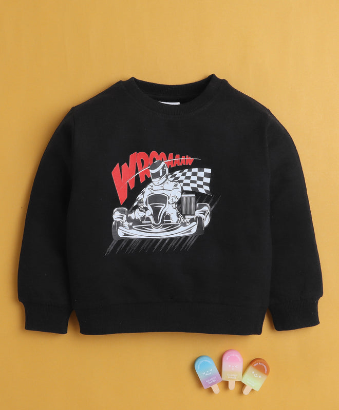 Black Boys Full Sleeves Cotton Sweatshirt