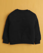 Bumzee Black Graphic Print Sweatshirt, Full Sleeves, Cotton Blend