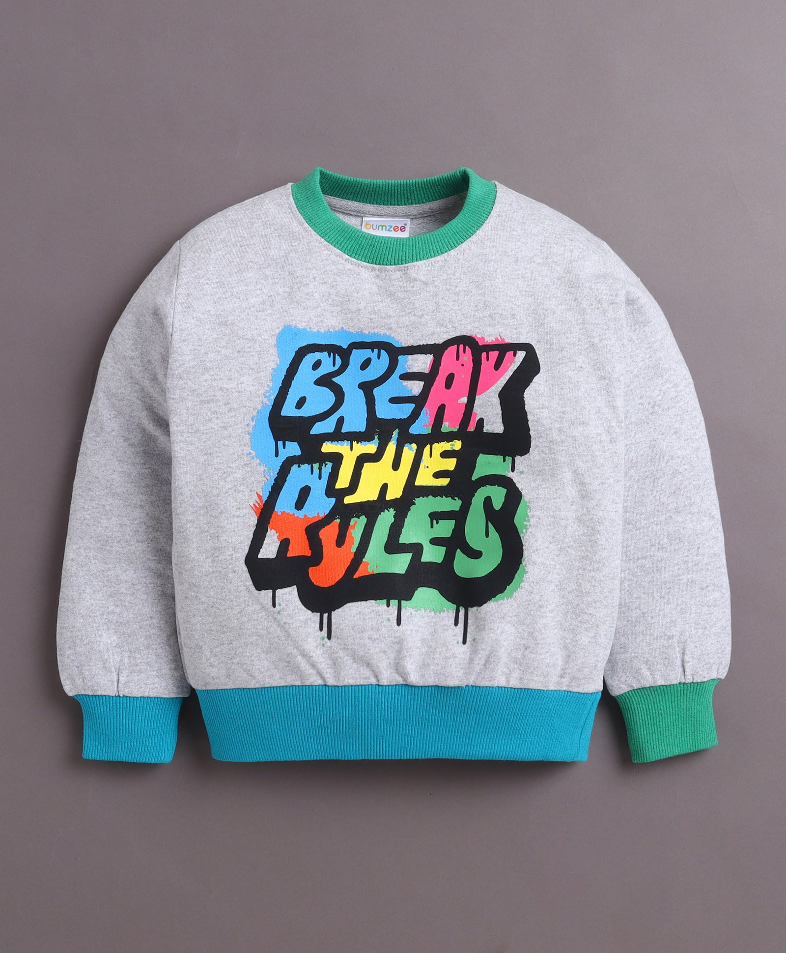 Grey Boys Full Sleeves Cotton Sweatshirt