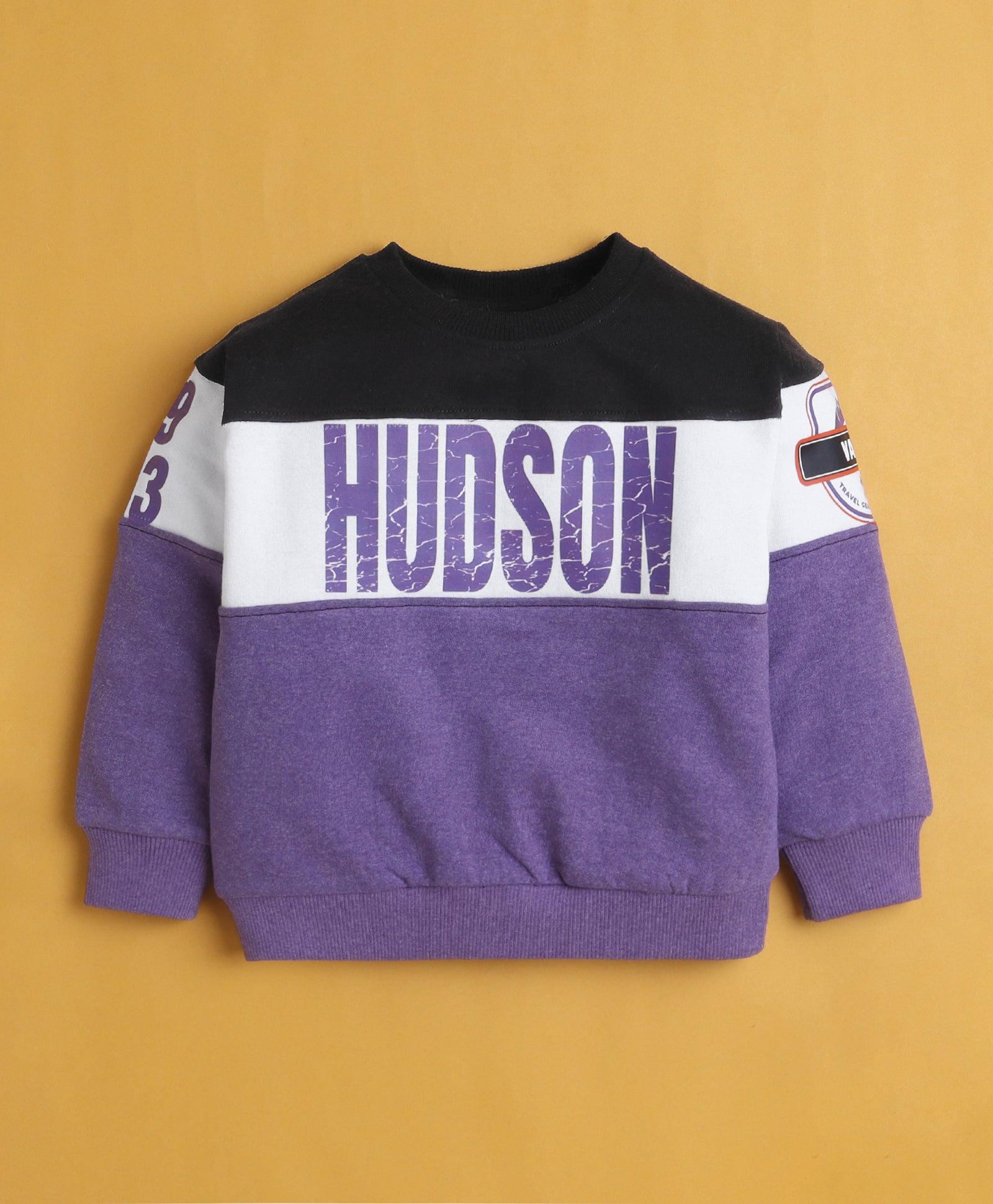 Black & Purple Boys Full Sleeves Cotton Sweatshirt