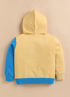 Bumzee Yellow Cut & Sew Sweatshirt, Full Sleeves, Cotton Blend, Hooded (Style Peb10859N)
