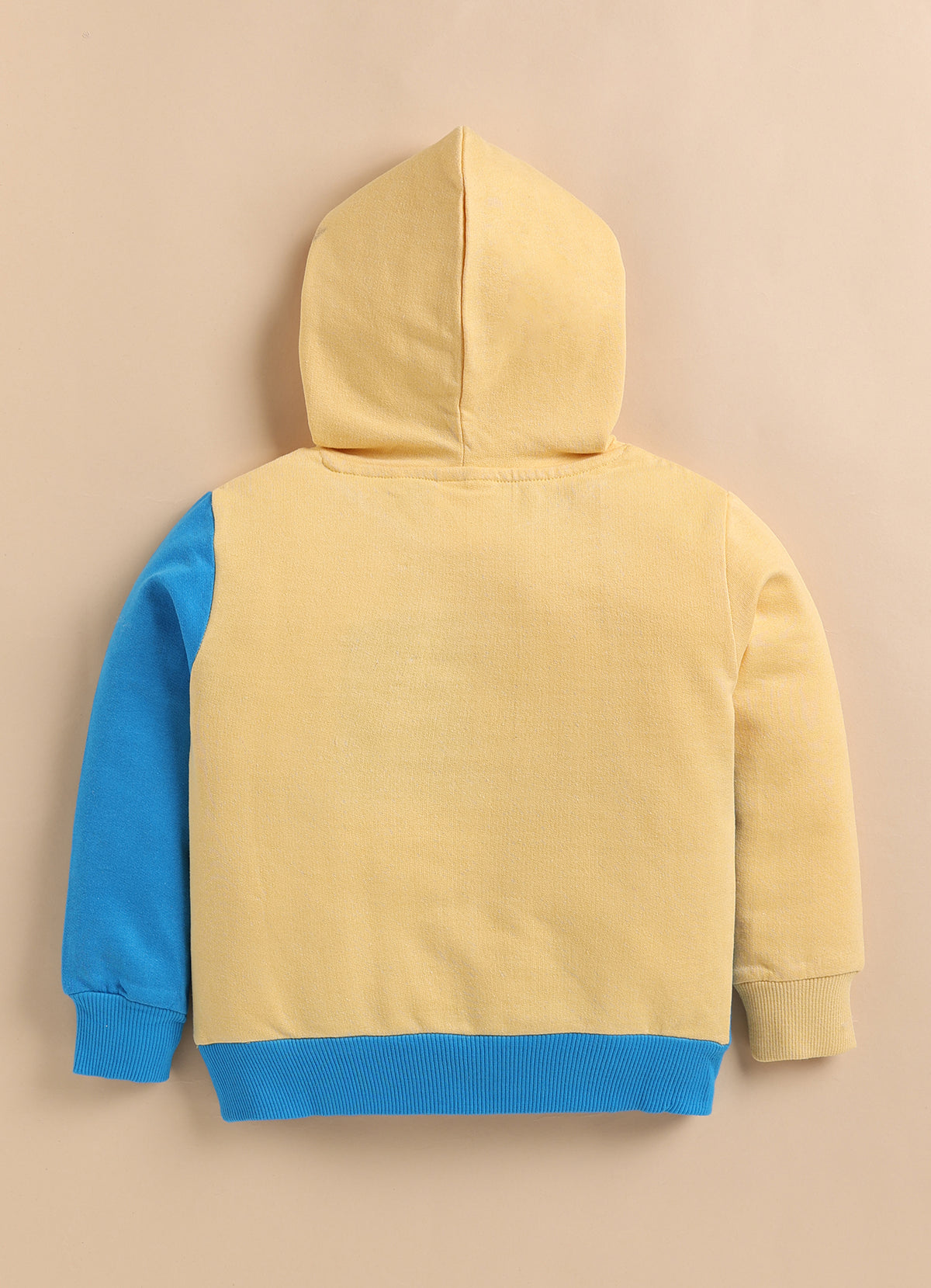 Bumzee Yellow Cut & Sew Sweatshirt, Full Sleeves, Cotton Blend, Hooded (Style Peb10859N)