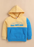 Bumzee Yellow Cut & Sew Sweatshirt, Full Sleeves, Cotton Blend, Hooded (Style Peb10859N)