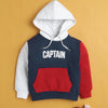 Navy & Red Boys Full Sleeves Cotton Hooded Sweatshirt