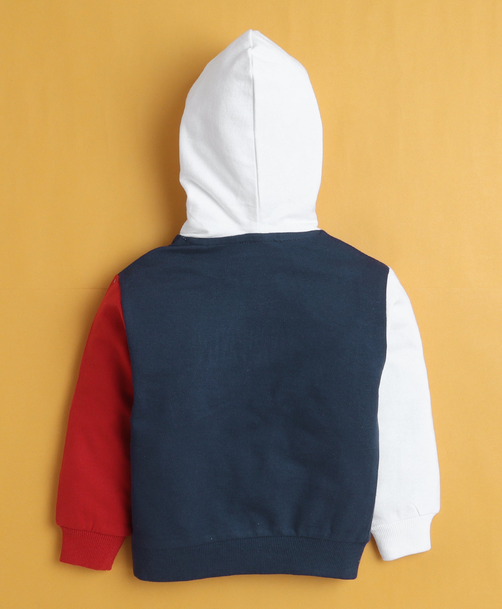 Navy & Red Boys Full Sleeves Cotton Hooded Sweatshirt