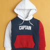 Navy & Red Boys Full Sleeves Cotton Hooded Sweatshirt
