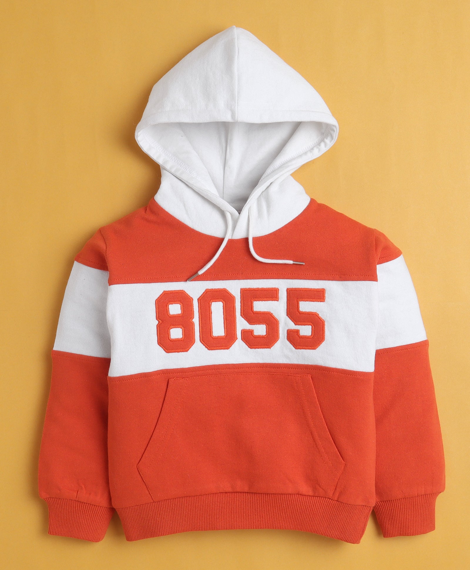 Orange Boys Full Sleeves Cotton Hooded Sweatshirt