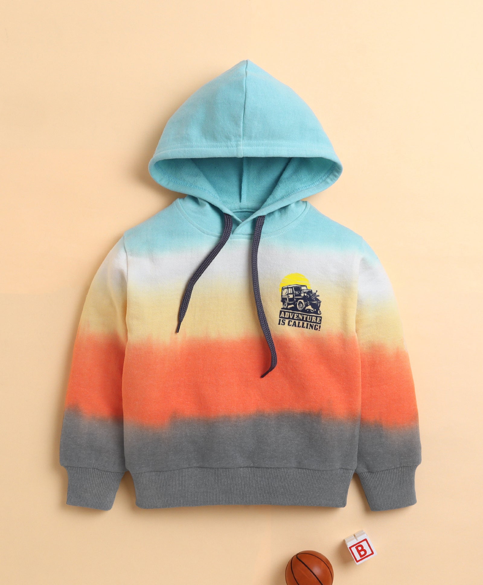 Multi Boys Full Sleeves Cotton Hooded Sweatshirt