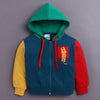 Blue Boys Full Sleeves Cotton Hooded Zipper Sweatshirt