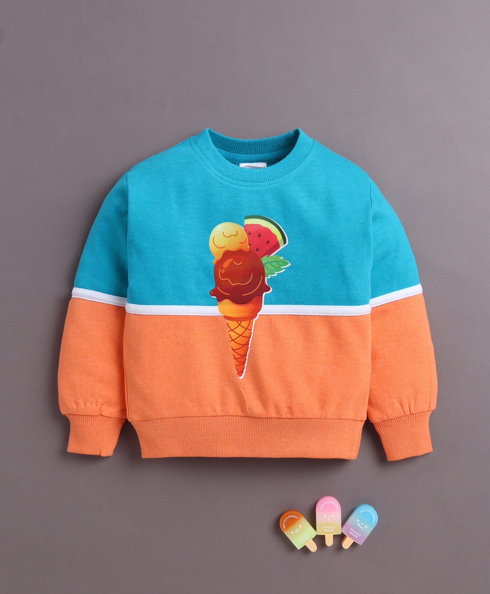 Blue Girls Full Sleeves Cotton Sweatshirt