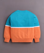 Bumzee Blue Cut & Sew Sweatshirt, Full Sleeves, Cotton Blend