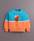 Bumzee Blue Cut & Sew Sweatshirt, Full Sleeves, Cotton Blend