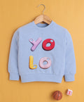 Bumzee Sky Blue Graphic Print Sweatshirt, Full Sleeves, Cotton Blend