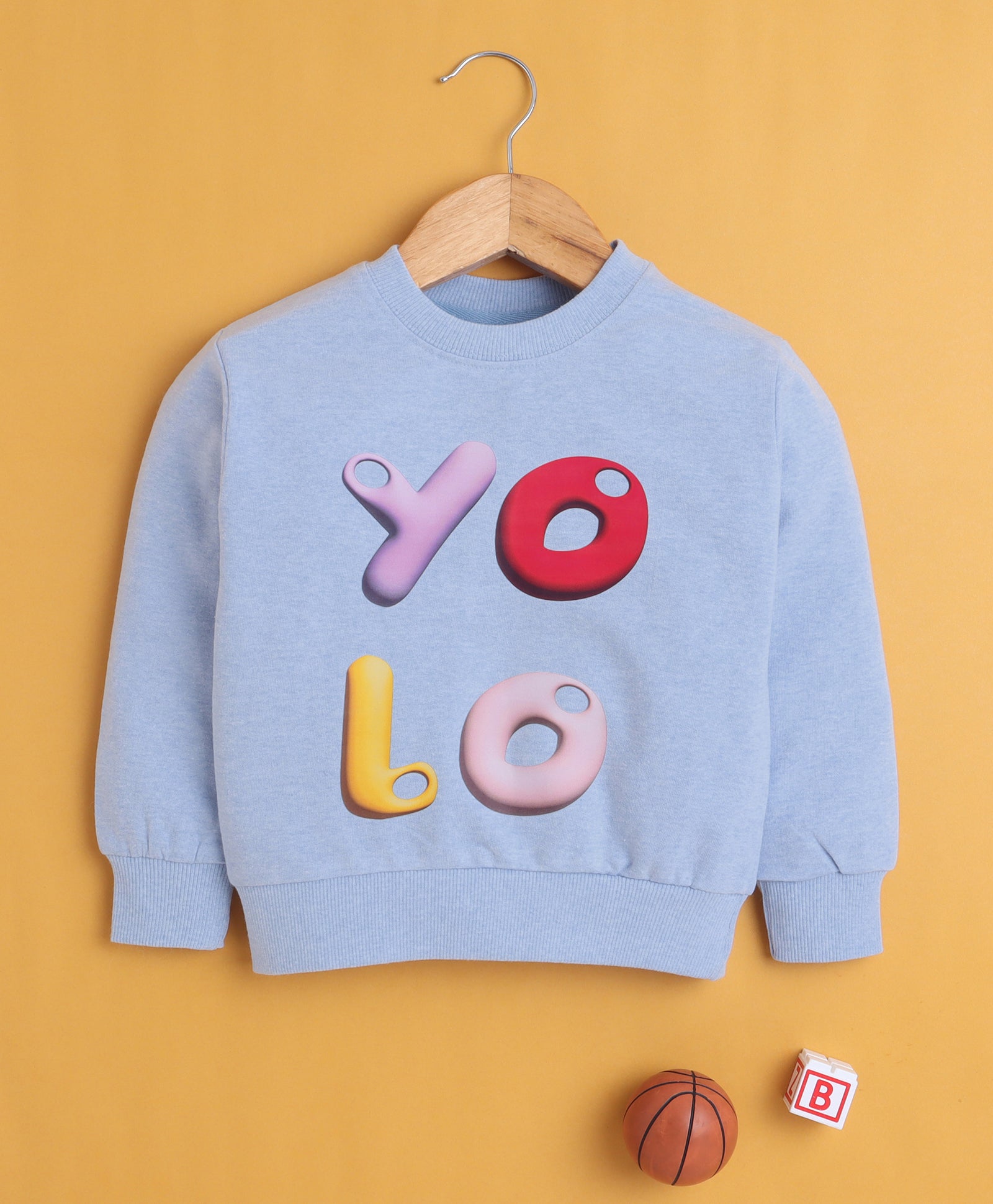 Sky Blue Girls Full Sleeves Cotton Sweatshirt