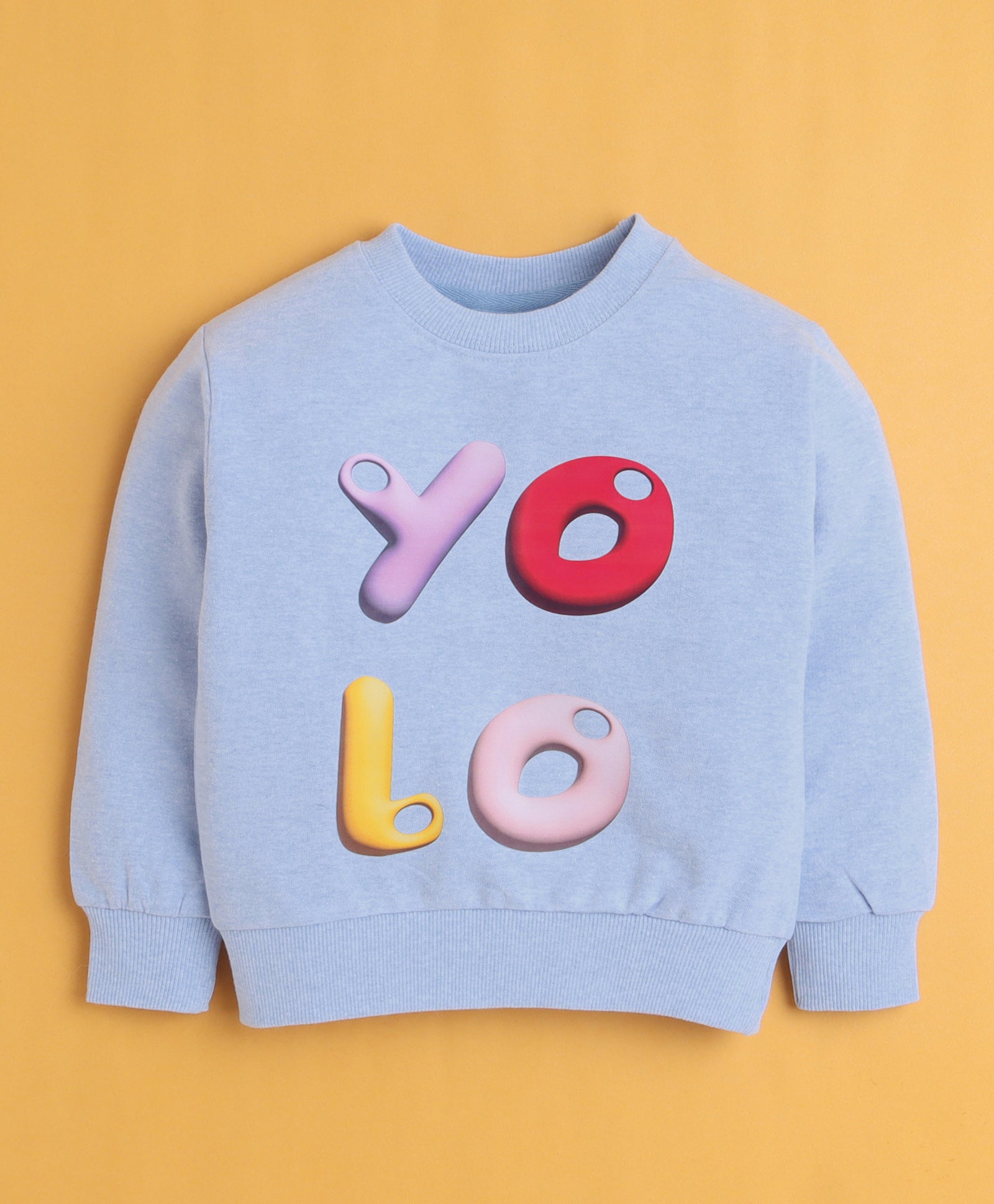 Sky Blue Girls Full Sleeves Cotton Sweatshirt