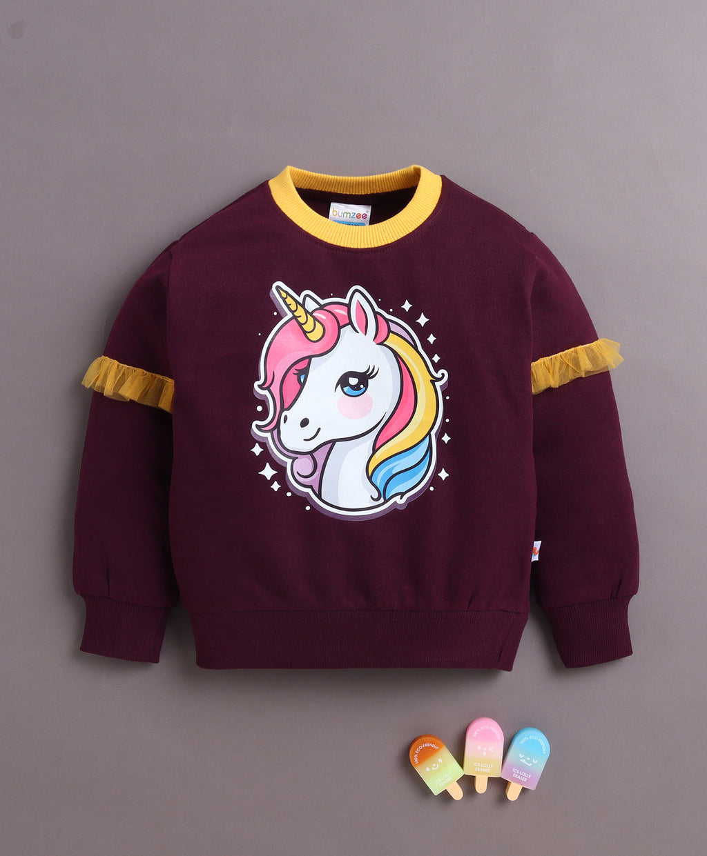 Bumzee Wine Animal Print Sweatshirt, Full Sleeves, Cotton Blend