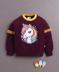 Bumzee Wine Animal Print Sweatshirt, Full Sleeves, Cotton Blend