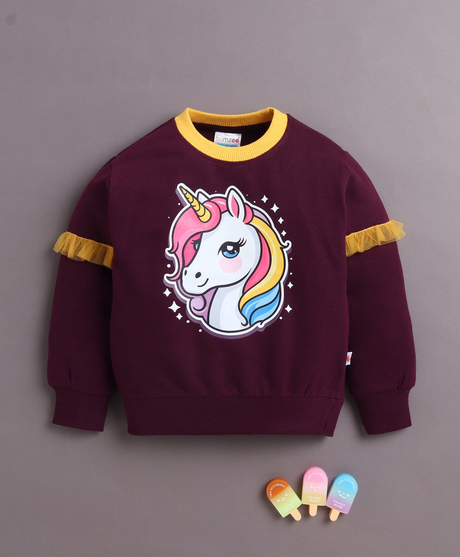 Wine Girls Full Sleeves Cotton Sweatshirt