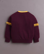 Bumzee Wine Animal Print Sweatshirt, Full Sleeves, Cotton Blend