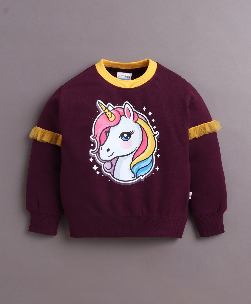 Bumzee Wine Animal Print Sweatshirt, Full Sleeves, Cotton Blend