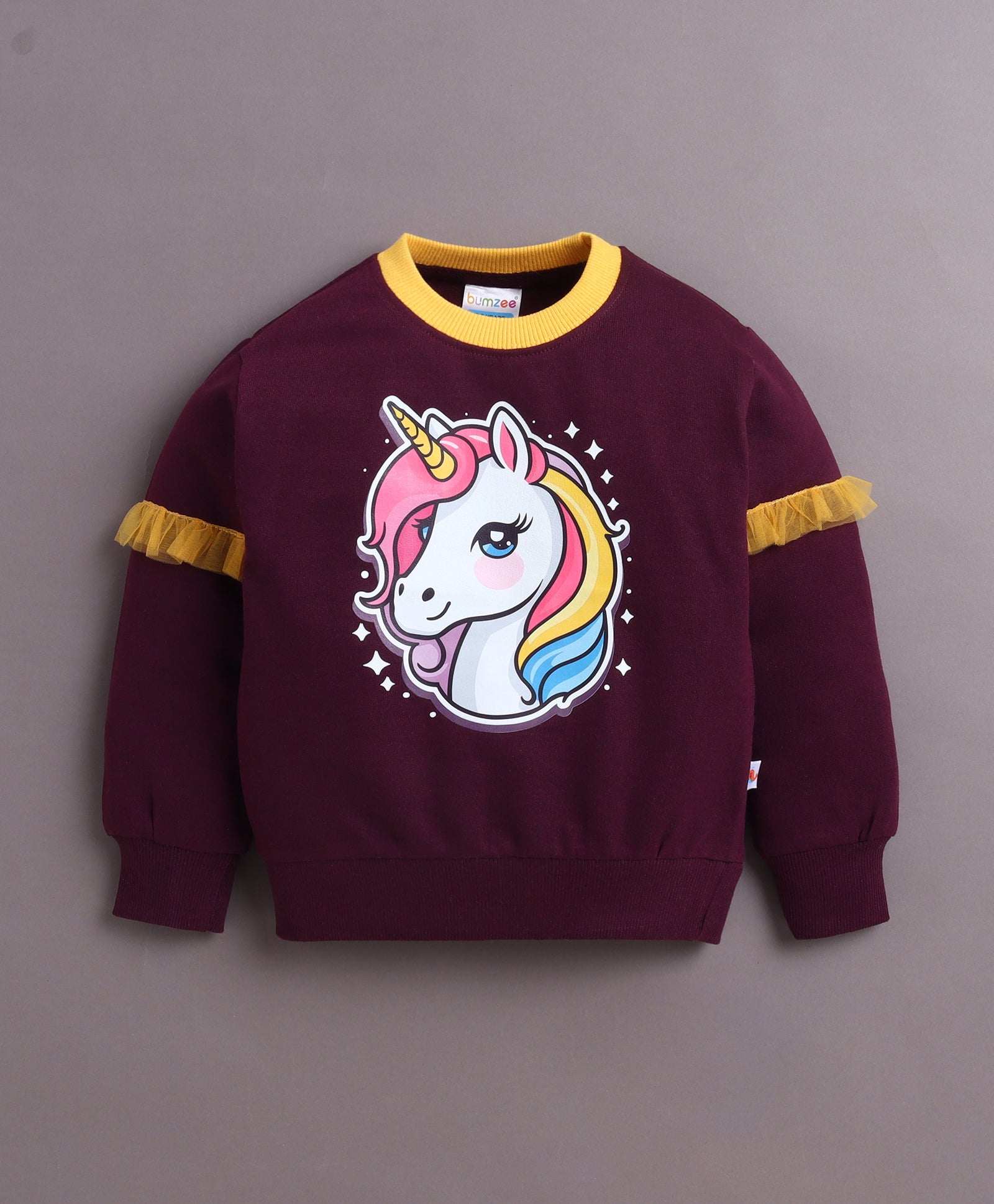 Wine Girls Full Sleeves Cotton Sweatshirt