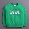 Green Girls Full Sleeves Cotton Sweatshirt