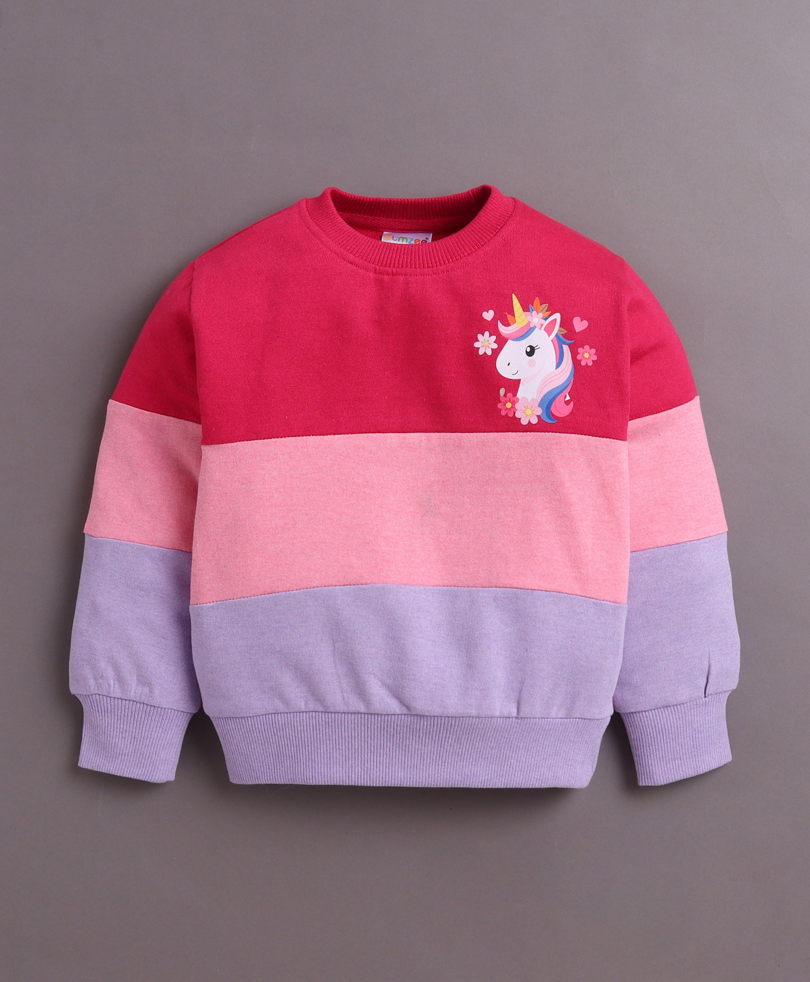 Pink Girls Full Sleeves Cotton Sweatshirt