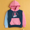 Navy & Pink Girls Full Sleeves Cotton Hooded Sweatshirt