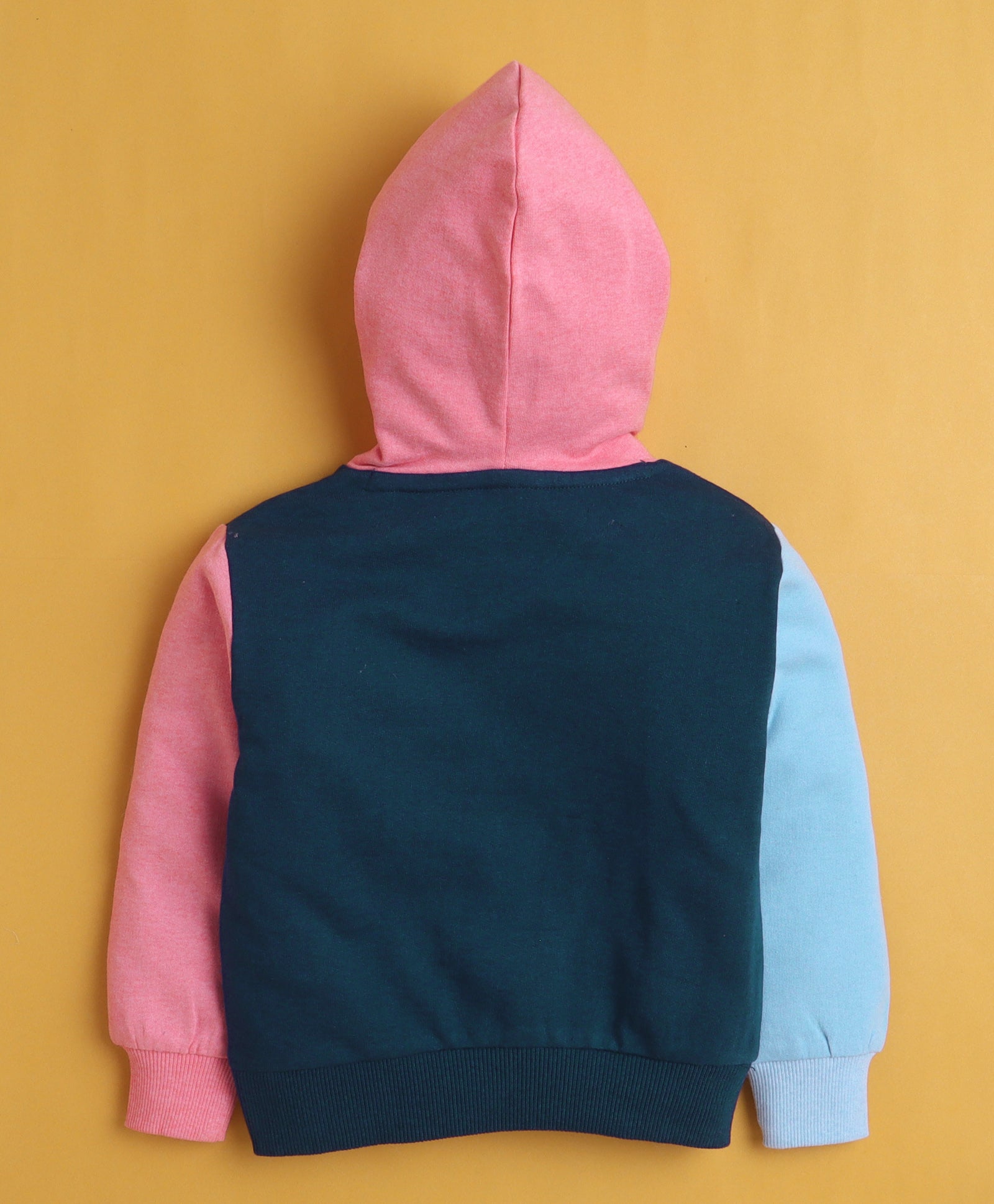 Navy & Pink Girls Full Sleeves Cotton Hooded Sweatshirt