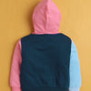 Navy & Pink Girls Full Sleeves Cotton Hooded Sweatshirt