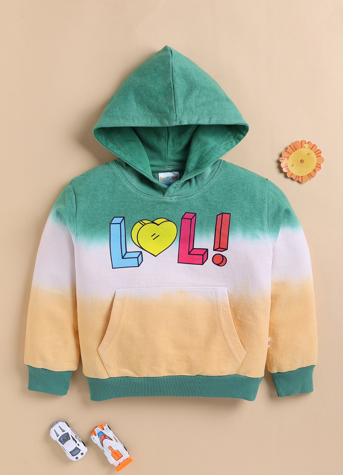 Bumzee Multi Colourblock Sweatshirt, Full Sleeves, Cotton Blend, Hooded (Style Peb10878N)