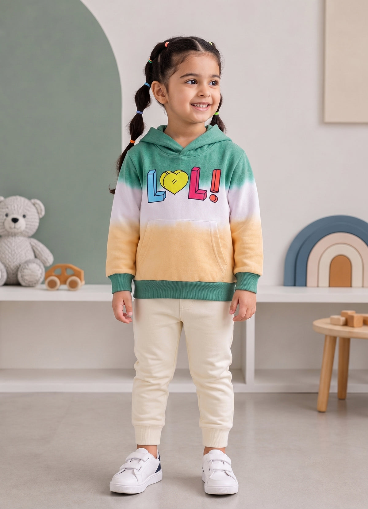Bumzee Multi Colourblock Sweatshirt, Full Sleeves, Cotton Blend, Hooded (Style Peb10878N)
