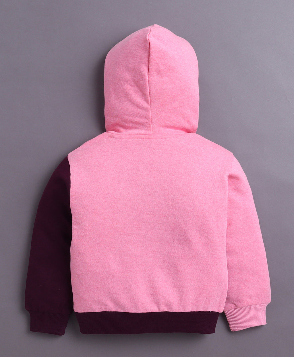 Bumzee Pink & Wine Cut & Sew Sweatshirt, Full Sleeves, Cotton Blend, Hooded (Style Peb10879)