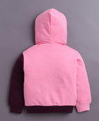 Bumzee Pink & Wine Cut & Sew Sweatshirt, Full Sleeves, Cotton Blend, Hooded (Style Peb10879)