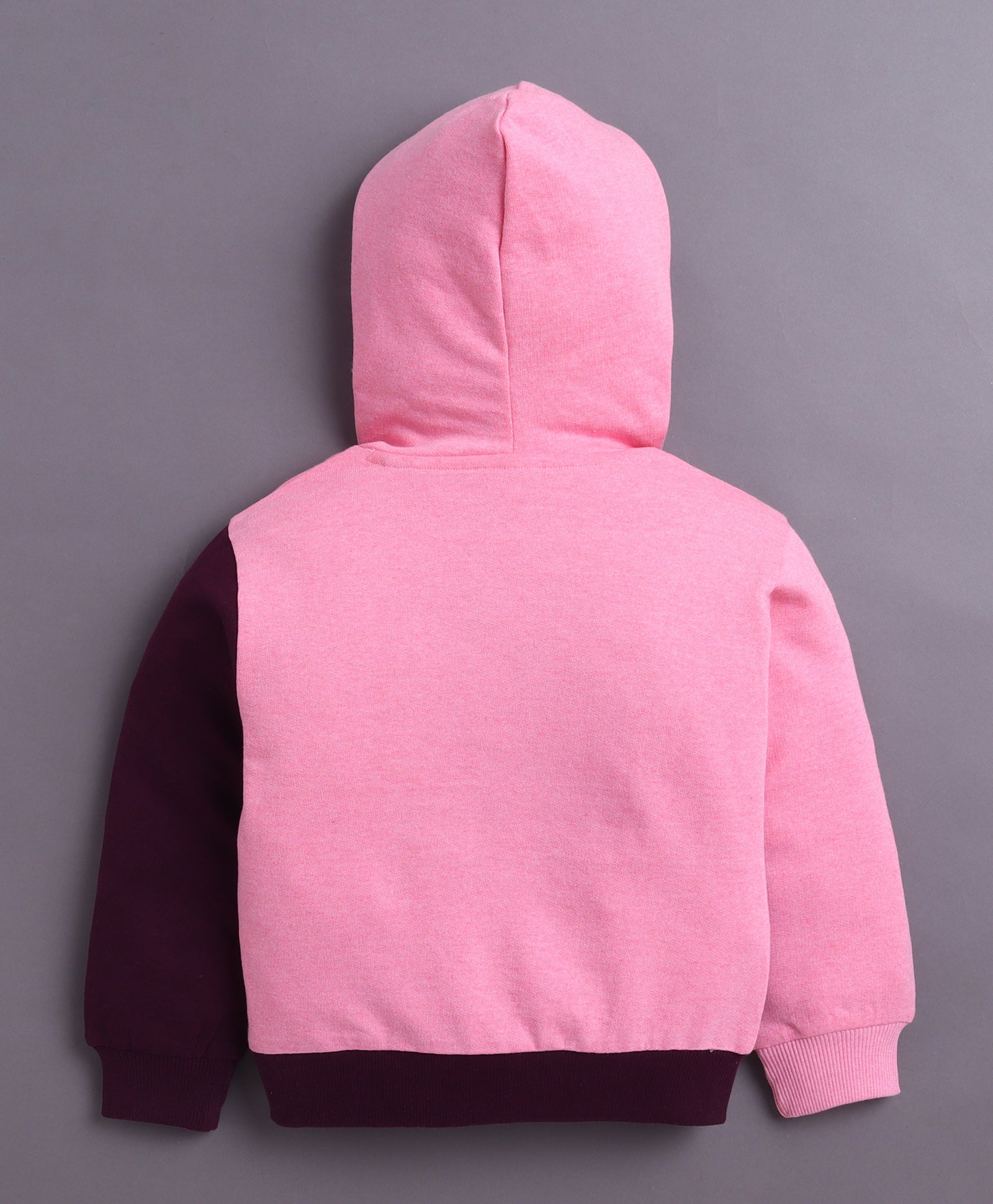 Pink & Wine Girls Full Sleeves Cotton Hooded Sweatshirt
