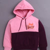 Pink & Wine Girls Full Sleeves Cotton Hooded Sweatshirt