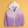 Lavender Girls Full Sleeves Cotton Hooded Zipper Sweatshirt