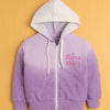 Lavender Girls Full Sleeves Cotton Hooded Zipper Sweatshirt