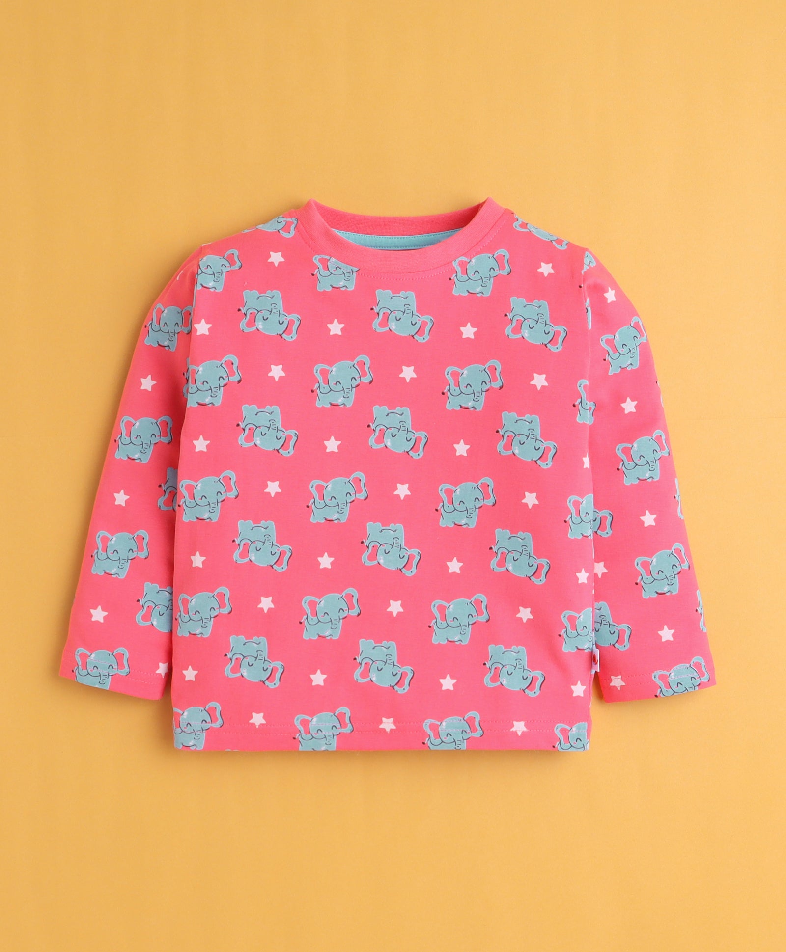 Pink Girls Full Sleeves Cotton T-Shirt & Pyjama Set