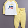 Yellow & White Boys Full Sleeves Cotton T-Shirt & Pyjama Set