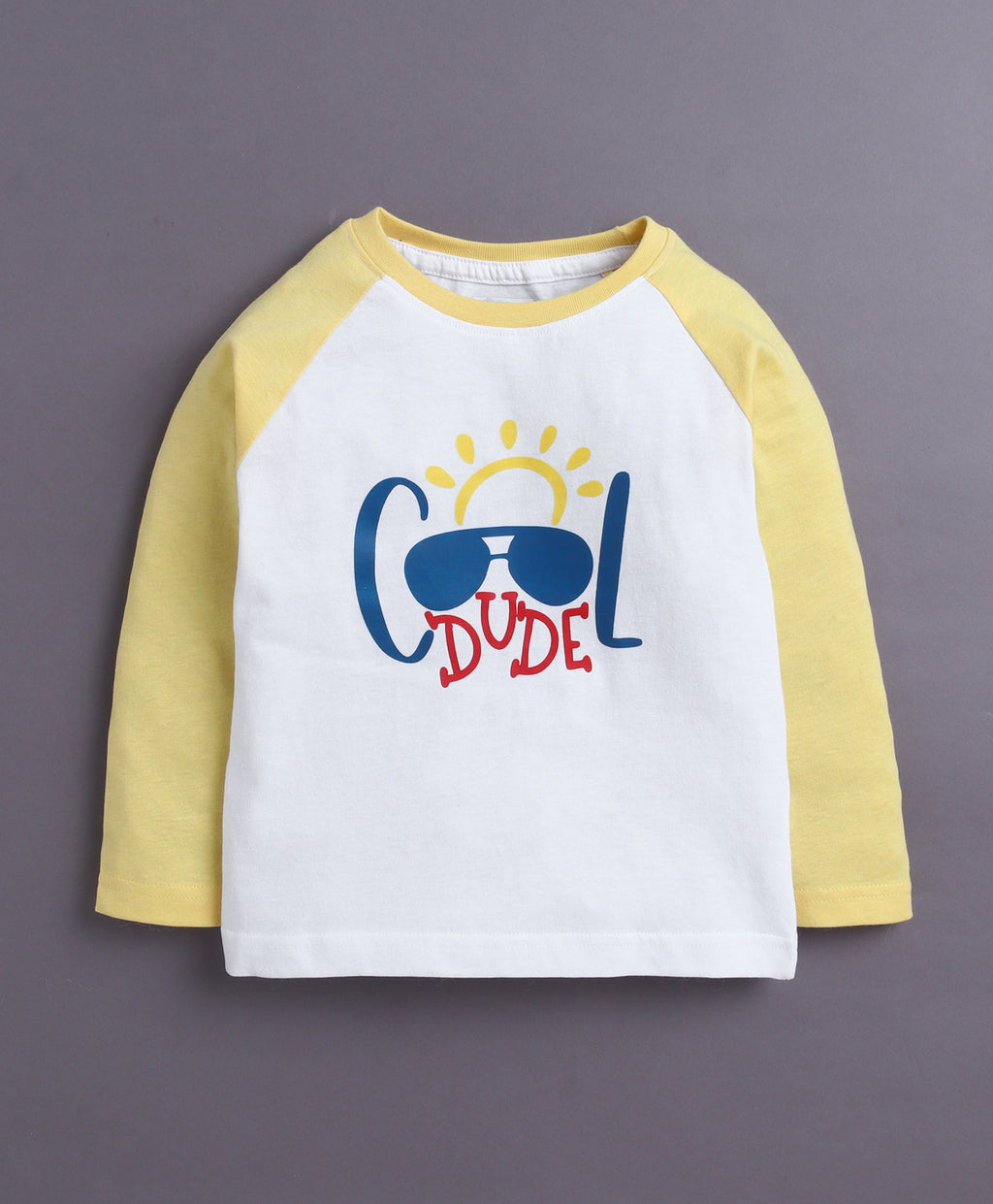 Bumzee Yellow & White Graphic Print T-Shirt & Pyjama Set, Full Sleeves