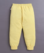 Bumzee Yellow & White Graphic Print T-Shirt & Pyjama Set, Full Sleeves