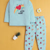 Sky Blue Girls Full Sleeves Cotton T-Shirt & Pyjama Set